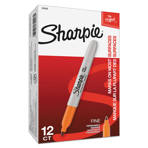 Sharpie® Fine Tip Permanent Marker, Orange, Dozen