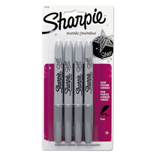 Sharpie® Metallic Permanent Markers, Fine Point, Metallic Silver