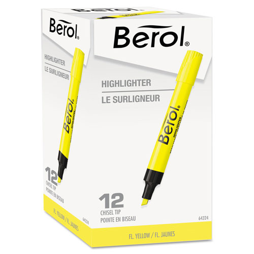 Sanford 4009 Chisel Tip Highlighter, Chisel Tip, Fluorescent Yellow, Dozen