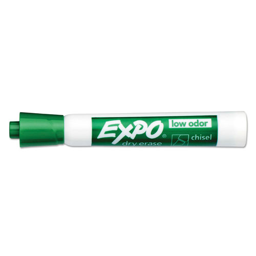 Expo® Low-Odor Dry-Erase Marker, Broad Chisel Tip, Green, Dozen