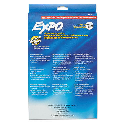 Expo® Low-Odor Dry Erase Marker & Organizer Kit, Broad Chisel Tip, Assorted Colors, 6/Set