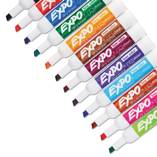 Expo® Low-Odor Dry-Erase Marker, Broad Chisel Tip, Assorted Colors, 16/Set