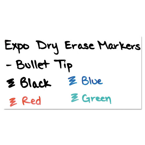 EXPO Low-Odor Dry-Erase Marker, Fine Bullet Tip, Assorted Colors, 4/Set
