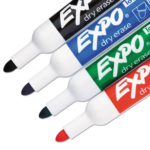 Expo® Low-Odor Dry-Erase Marker, Medium Bullet Tip, Assorted Colors, 4/Set