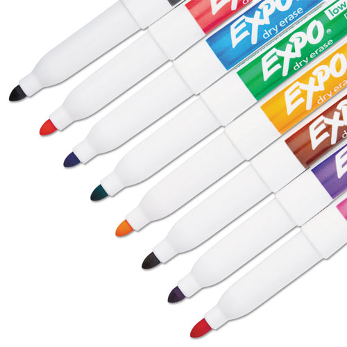 Expo® Low-Odor Dry-Erase Marker, Fine Bullet Tip, Assorted Colors, 8/Set