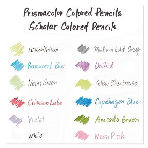 Prismacolor Scholar Colored Pencil Set, 3 mm, HB (#2.5), Assorted Lead/Barrel Colors, 48/Pack