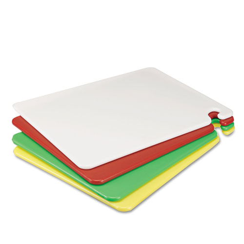 San Jamar Cut-N-Carry Color Cutting Boards, Plastic, 20w x 15d x 1/2h, White
