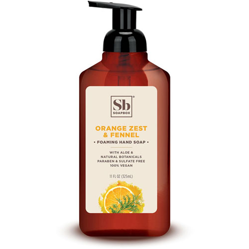 Soapbox Foaming Hand Soap - Orange Scent - 11 oz - Pump Dispenser - Hand, Skin - Brown - Anti-septic, Sulfate-free, Paraben-free - 1 Each