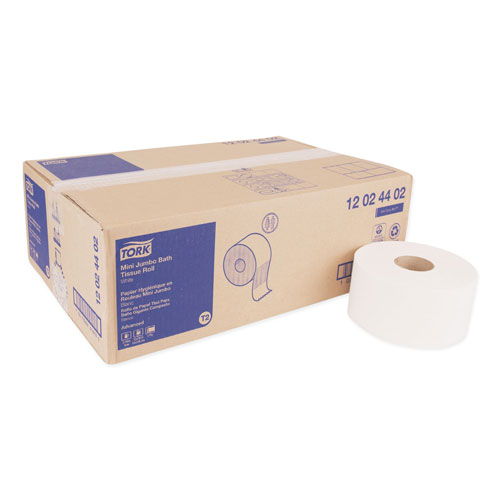 Tork Advanced Mini-Jumbo Roll Bath Tissue, Septic Safe, 2-Ply, White, 3.48" x 751 ft, 12 Rolls/Carton