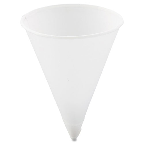 Solo Cone Water Cups, Paper, 4oz, Rolled Rim, White, 200/Bag, 25 Bags/Carton