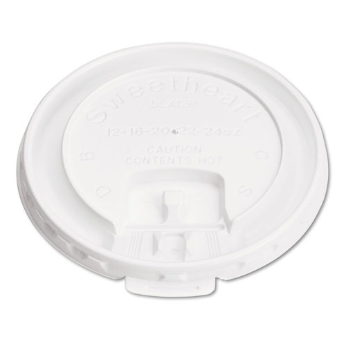 Solo Lift Back and Lock Tab Cup Lids, for 10oz Cups, White, 100/Sleeve, 20 Sleeves/CT