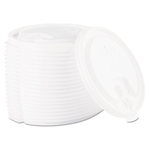 Solo Lift Back and Lock Tab Cup Lids, 10-24 oz Cups, White, 100/Sleeve, 20 Sleeves/CT