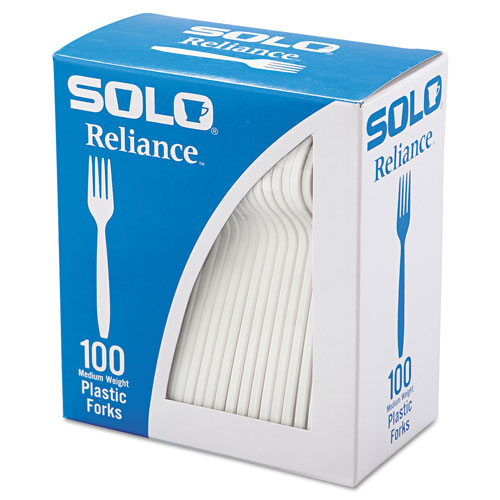 Solo Boxed Reliance Medium Heavy Weight Cutlery, Fork, White, 1000/Carton