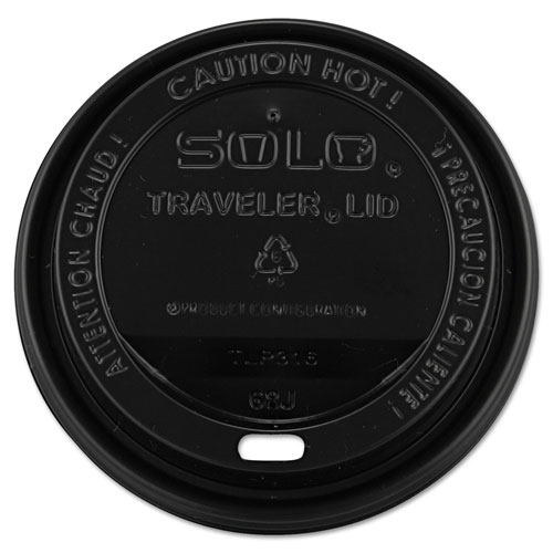 Solo Traveler Cappuccino Style Dome Lid, 10-24oz Cups, Black, 100/Sleeve, 10 Sleeves/Carton