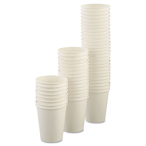 Solo Uncoated Paper Cups, Hot Drink, 8oz, White, 1000/Carton