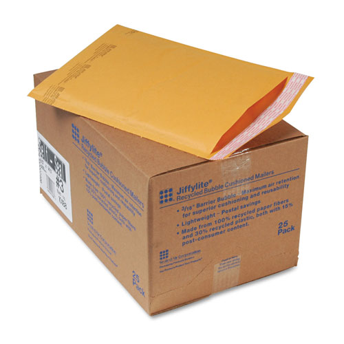 Paper Jiffylite® Jiffylite Self-Seal Bubble Mailer, #3, Barrier Bubble Lining, Self-Adhesive Closure, 8.5 x 14.5, Golden Kraft, 25/Carton