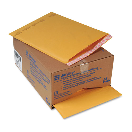 Paper Jiffylite® Jiffylite Self-Seal Bubble Mailer, #7, Barrier Bubble Lining, Self-Adhesive Closure, 14.25 x 20, Golden Kraft, 25/Carton
