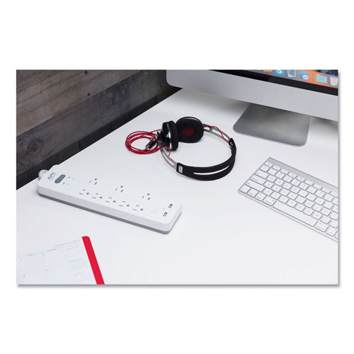 APC Home Office SurgeArrest Power Surge Protector, 8 AC Outlets, 2 USB Ports, 6 ft Cord, 2160 J, White