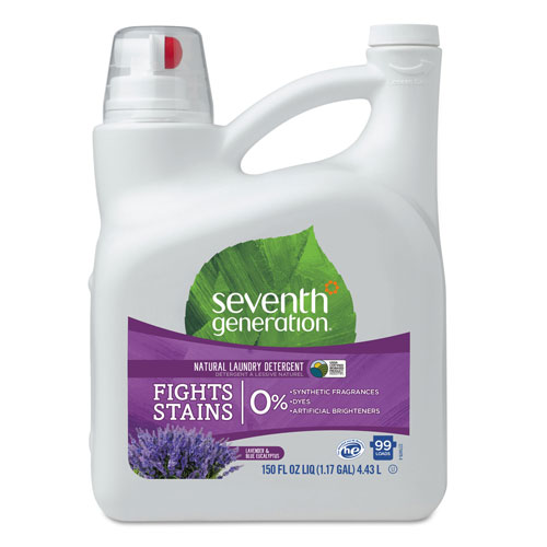 Seventh Generation Natural Liquid Laundry Detergent, Lavender and Blue Eucalyptus, 99 loads, 150 oz Bottle, 4 Bottles per Case