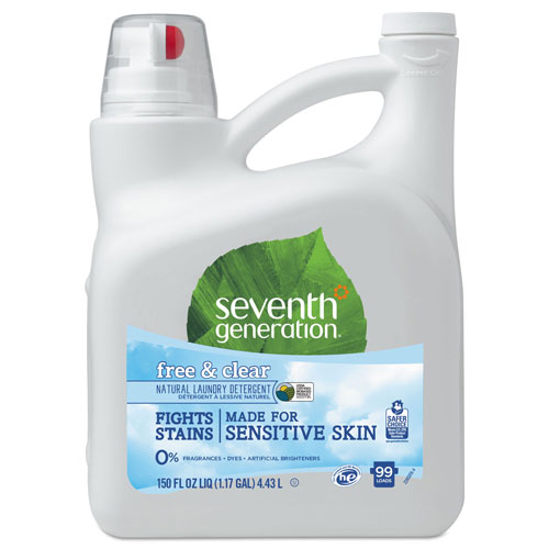 Seventh Generation Natural 2X Concentrate Liquid Laundry Detergent, Free and Clear, 99 loads, 150 oz Bottle