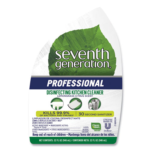 Seventh Generation Disinfecting Kitchen Cleaner, Lemongrass Citrus, 32 oz Spray Bottle