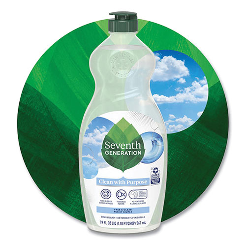 Seventh Generation Natural Dishwashing Liquid, Free and Clear, 19 oz Bottle, 6/Carton