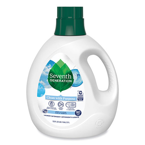 Seventh Generation Natural Liquid Laundry Detergent, Fragrance Free, 135 oz Bottle