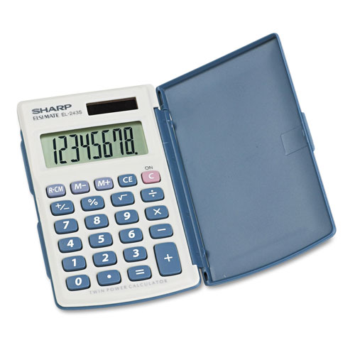 Sharp EL-243SB Solar Pocket Calculator, 8-Digit LCD