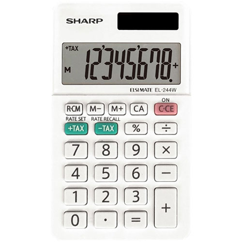 Sharp 8-Digit Pocket Calculator, White