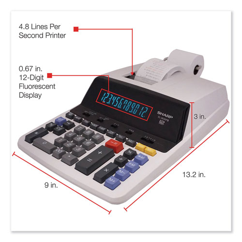Sharp EL2630PIII Two-Color Printing Calculator, Black/Red Print, 4.8 Lines/Sec