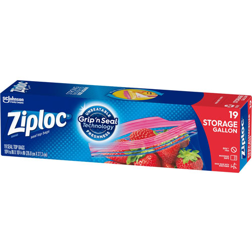 Ziploc® Double Zipper Storage Bags, 1 gal, 1.75 mil, 9.6
