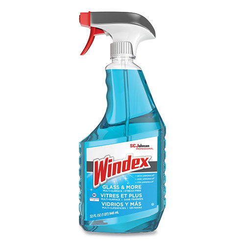 Windex Glass & More Streak-Free Cleaner, Spray, 32 fl oz (1 quart), 8/Carton, Blue