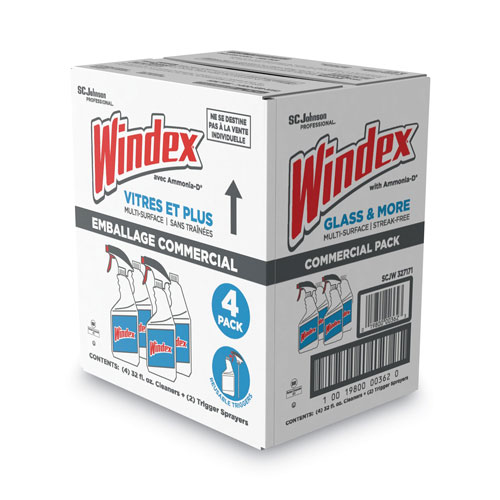 Windex Original Glass Cleaner, Fresh Scent, 32 oz Spray Bottle, 4/Carton