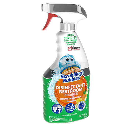 Scrubbing Bubbles Disinfectant Restroom Cleaner, Fresh Scent, 32 oz Spray Bottle, 8/Carton