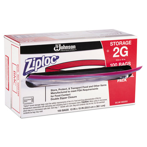 Ziploc® Double Zipper Storage Bags, 2 gal, 1.75 mil, 15