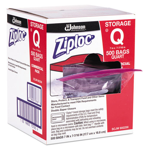 Ziploc® Double Zipper Storage Bags, 1 qt, 1.75 mil, 7