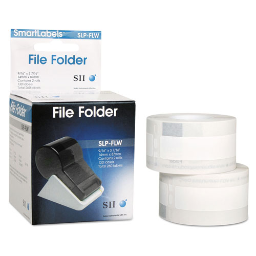 Seiko Self-Adhesive File Folder Labels, 0.56" x 3.43", White, 260/Box