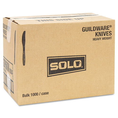 Solo Guildware Heavyweight Plastic Knives, Black, 1000/Carton