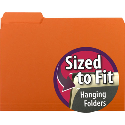 Smead Interior File Folders, 1/3-Cut Tabs, Letter Size, Orange, 100/Box