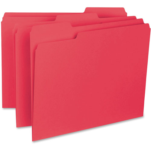 Smead Interior File Folders, 1/3-Cut Tabs, Letter Size, Red, 100/Box