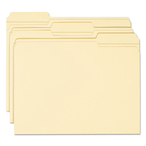 Smead 100% Recycled Reinforced Top Tab File Folders, 1/3-Cut Tabs, Letter Size, Manila, 100/Box