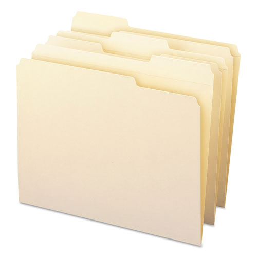 Smead 100% Recycled Reinforced Top Tab File Folders, 1/3-Cut Tabs, Letter Size, Manila, 100/Box