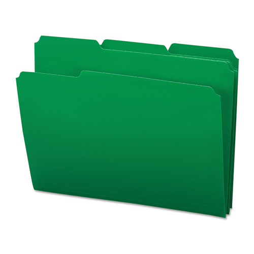 Smead Top Tab Poly Colored File Folders, 1/3-Cut Tabs, Letter Size, Green, 24/Box