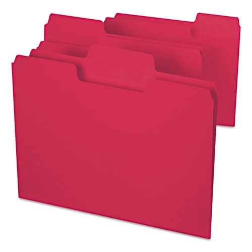 Smead SuperTab Colored File Folders, 1/3-Cut Tabs, Letter Size, 11 pt. Stock, Red, 100/Box