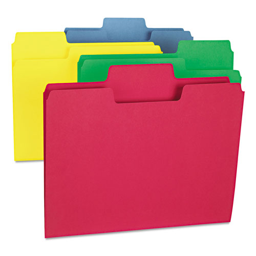 Smead SuperTab Colored File Folders, 1/3-Cut Tabs, Letter Size, 11 pt. Stock, Red, 100/Box