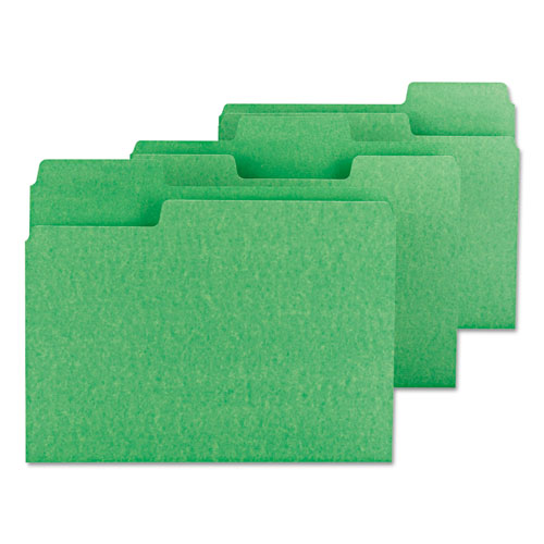 Smead SuperTab Colored File Folders, 1/3-Cut Tabs, Letter Size, 11 pt. Stock, Green, 100/Box