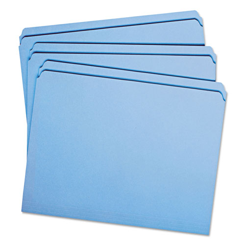 Smead Reinforced Top Tab Colored File Folders, Straight Tab, Letter Size, Blue, 100/Box