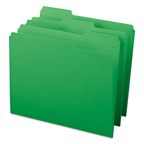 Smead Reinforced Top Tab Colored File Folders, 1/3-Cut Tabs, Letter Size, Green, 100/Box