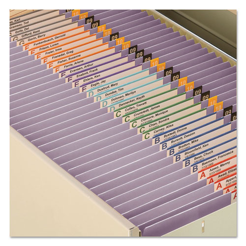 Smead Reinforced Top Tab Colored File Folders, Straight Tab, Letter Size, Lavender, 100/Box