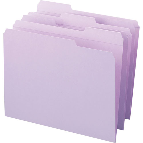 Smead Reinforced Top Tab Colored File Folders, 1/3-Cut Tabs, Letter Size, Lavender, 100/Box